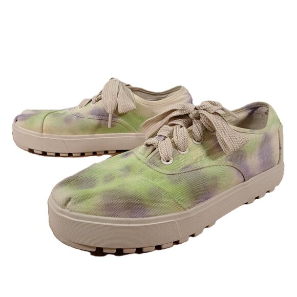 Toms Lug Shoes Women 11 Multi Color Canvas Sneakers Lace Up Platform Artsy - Picture 3 of 16